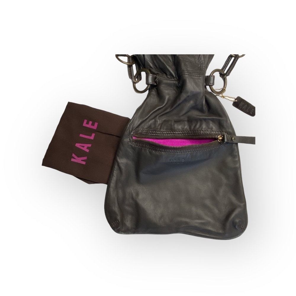 HTF: new Kale  Fashion Forward Diego Lambskin Messenger Bag  Chocolate Leather - Picture 7 of 16